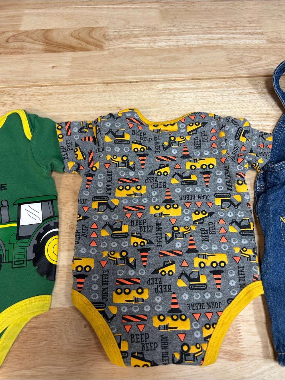 John Deere Green Tractor & Construction Print Baby Set with Denim Shortall - Picture 10 of 10
